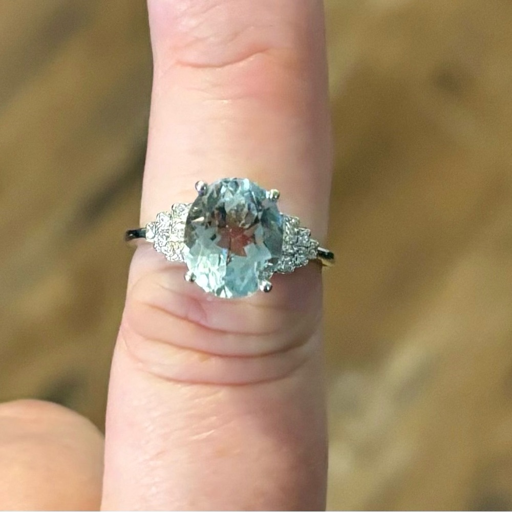 SOLD Effy Aquamarine & Diamond Ring 14kt WG MSRP $3,750 with Effy Certificate - Picture 7 of 16